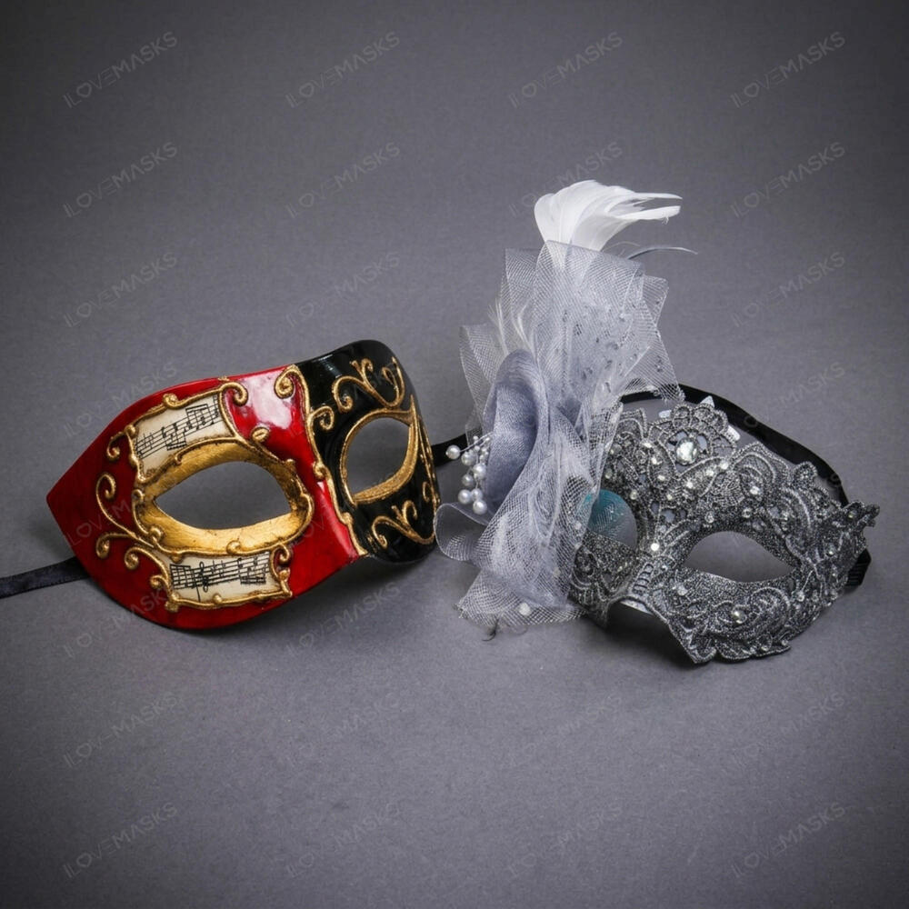 Venetian Music Note Silver Lace Masquerade Halloween Party mask